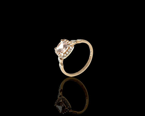 1.9 grams 9ct Rose Gold 045 Cushion Cut Morganite Halo Engagement Ring