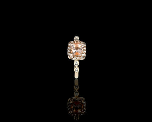 1.9 grams 9ct Rose Gold 045 Cushion Cut Morganite Halo Engagement Ring