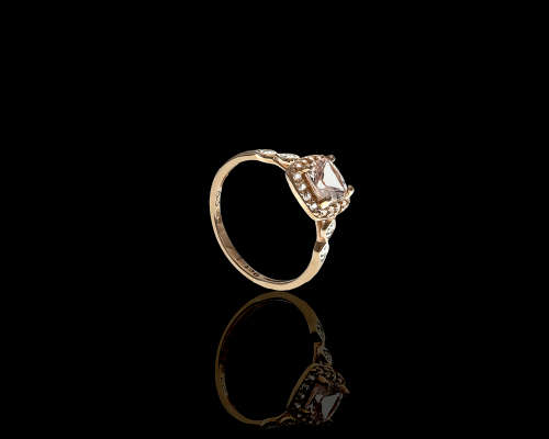 1.9 grams 9ct Rose Gold 045 Cushion Cut Morganite Halo Engagement Ring