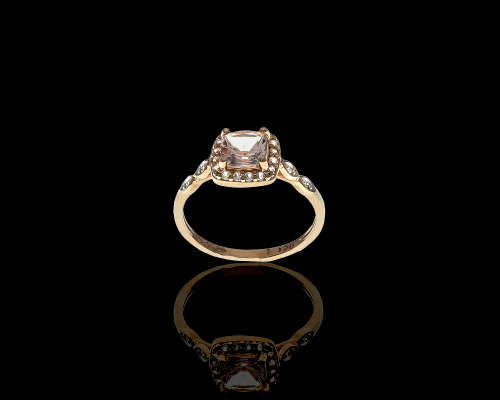 1.9 grams 9ct Rose Gold 045 Cushion Cut Morganite Halo Engagement Ring