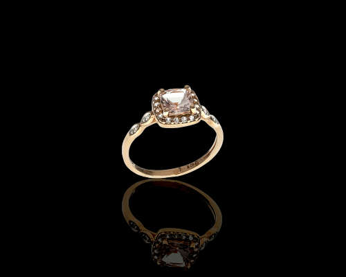 1.9 grams 9ct Rose Gold 045 Cushion Cut Morganite Halo Engagement Ring