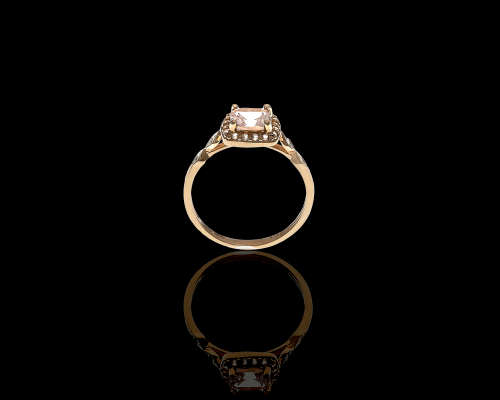 1.9 grams 9ct Rose Gold 045 Cushion Cut Morganite Halo Engagement Ring