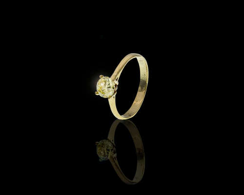 9ct (1.5grams) Yellow Gold 0.57ct Round Brilliant Diamond Fancy Yellow SI2 Ring with GIA Cert