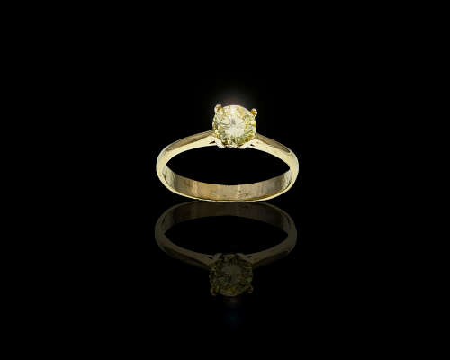 9ct (1.5grams) Yellow Gold 0.57ct Round Brilliant Diamond Fancy Yellow SI2 Ring with GIA Cert