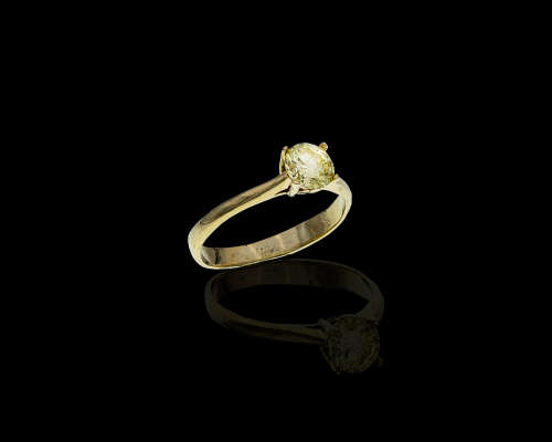 9ct (1.5grams) Yellow Gold 0.57ct Round Brilliant Diamond Fancy Yellow SI2 Ring with GIA Cert