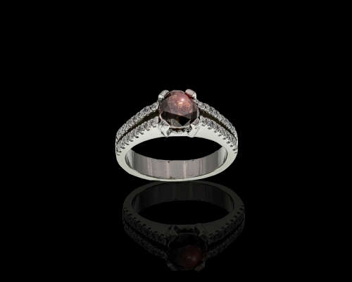9.9 grams Platinum, 1.68 Pear Cut Cognac Diamond Ring