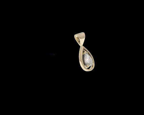 2.4gr 14kt Yellow Gold 0.62ct Pear cut brilliant I SI1 Pendant with a GIA certificate
