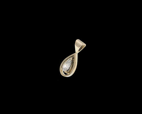 2.4gr 14kt Yellow Gold 0.62ct Pear cut brilliant I SI1 Pendant with a GIA certificate
