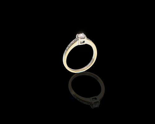 3.1gr, 9kt, 0.37ct N VVS2 5 x 0.01ct Round Brilliant Diamond on the sides Ring