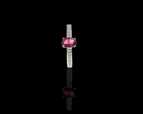 2.3 grams 9 carat White Gold Tourmaline and Diamond Cocktail Ring