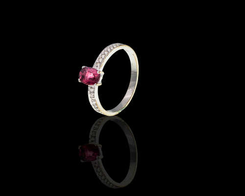 2.3 grams 9 carat White Gold Tourmaline and Diamond Cocktail Ring