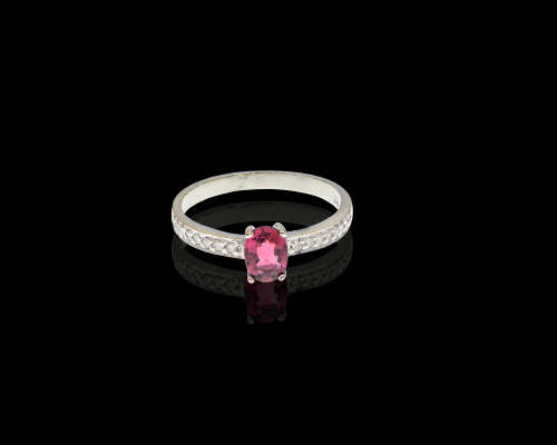 2.3 grams 9 carat White Gold Tourmaline and Diamond Cocktail Ring
