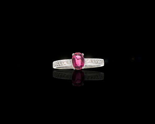 2.3 grams 9 carat White Gold Tourmaline and Diamond Cocktail Ring