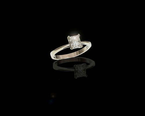 2.2gr 9kt White Gold 0.78ct Rectangular Modified Brilliant D VS1 with GIA certificate