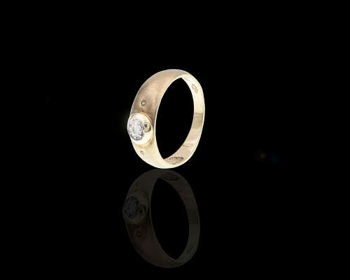 9ct (2.9gr) mat yellow gold Diamond Ring