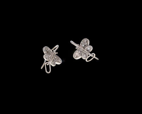 18ct (5.1grams) White Gold Earrings with small diamonds