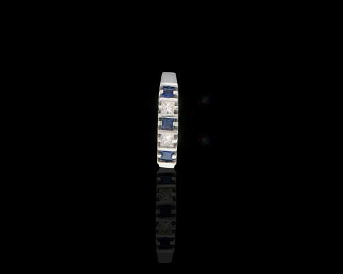 9ct (3.01gr) White gold Diamond and Sapphire Ring