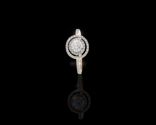 14ct 3.9ct White Gold 0.55ct Round Brilliant Diamond G SI2 Double Halo with smalls and GIA cert