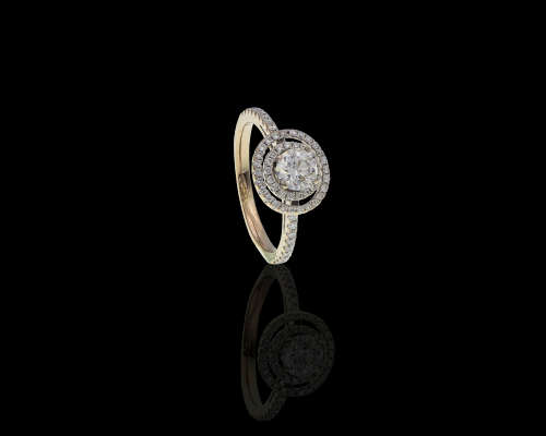 14ct 3.9ct White Gold 0.55ct Round Brilliant Diamond G SI2 Double Halo with smalls and GIA cert