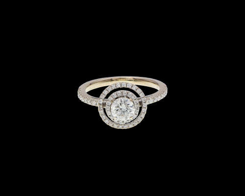 14ct 3.9ct White Gold 0.55ct Round Brilliant Diamond G SI2 Double Halo with smalls and GIA cert