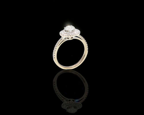 14ct 3.9ct White Gold 0.55ct Round Brilliant Diamond G SI2 Double Halo with smalls and GIA cert