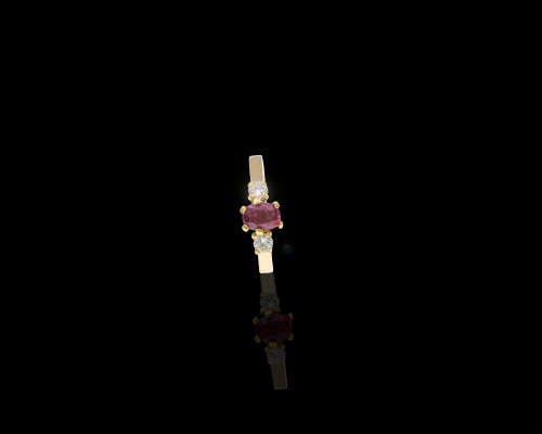 2.2gr 9ct Yellow Gold 1 x Oval Ruby with 1 x 0.04ct Round Brilliant Diamond on either side