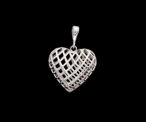 9ct (2.2 gram) White Gold Hollow Heart Pendent