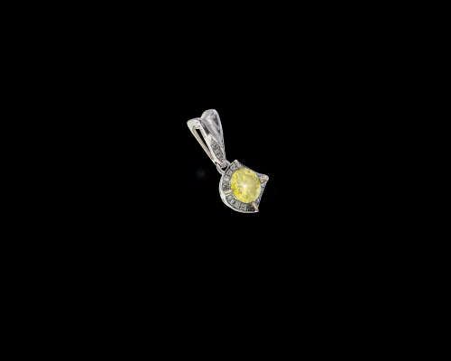 18ct (1.7grams) White Gold 0.54ct Round Brilliant Fancy Yellow Diamond Si Pendant