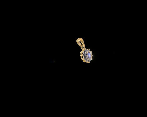 9 carat - 0.9 grams - Yellow gold Sapphire and diamond pendant