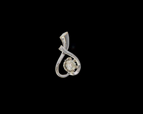 2.6gr, 18ct White Gold,0.50ct Round Brilliant Diamond K I1 Pendant
