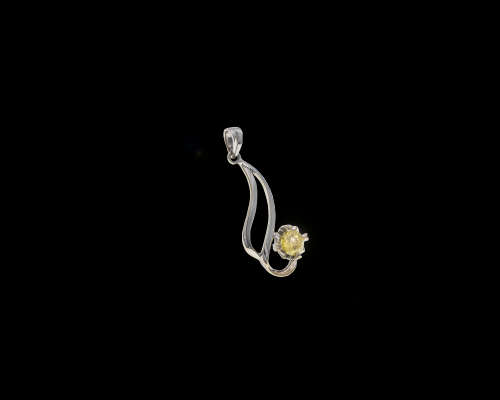 18ct (1.3gr) White Gold 0.37ct Round Brilliant Diamond Fancy Yellow I1 Pendant