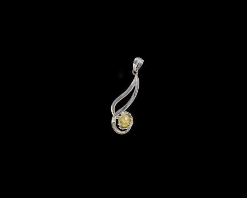 18ct (1.3gr) White Gold 0.37ct Round Brilliant Diamond Fancy Yellow I1 Pendant