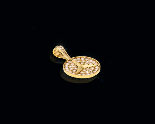 18ct (7.5 grams) Yellow gold and Cubic Zirconias Mercedes emblem pendent