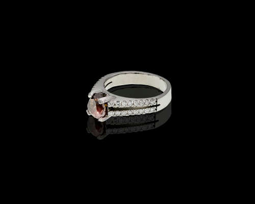 Platinum (9.2grams) 1.68ct Pear cut Cognac Diamond 0.1ct Diamonds on the side with an ATG Cert Ring