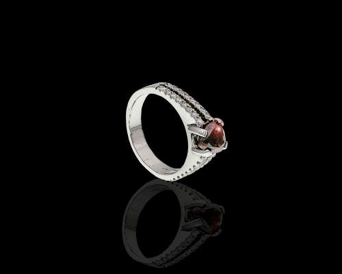 Platinum (9.2grams) 1.68ct Pear cut Cognac Diamond 0.1ct Diamonds on the side with an ATG Cert Ring
