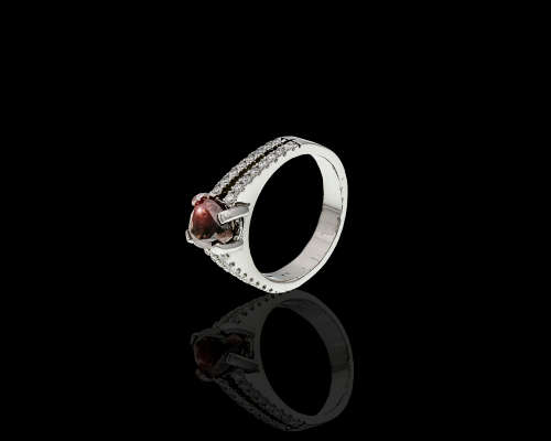 Platinum (9.2grams) 1.68ct Pear cut Cognac Diamond 0.1ct Diamonds on the side with an ATG Cert Ring
