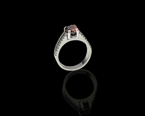 Platinum (9.2grams) 1.68ct Pear cut Cognac Diamond 0.1ct Diamonds on the side with an ATG Cert Ring
