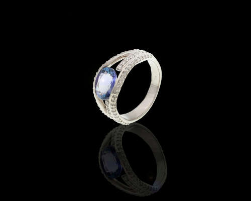 5.5 grams Palladium, Tanzanite and Diamond Cocktail Ring