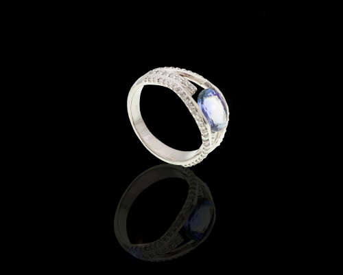 5.5 grams Palladium, Tanzanite and Diamond Cocktail Ring