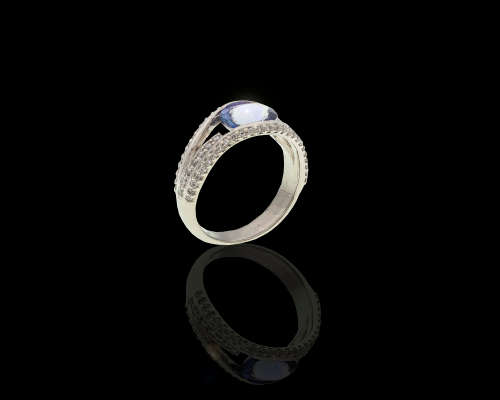 5.5 grams Palladium, Tanzanite and Diamond Cocktail Ring
