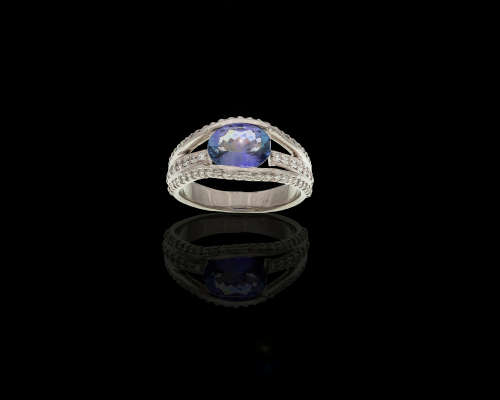 5.5 grams Palladium, Tanzanite and Diamond Cocktail Ring