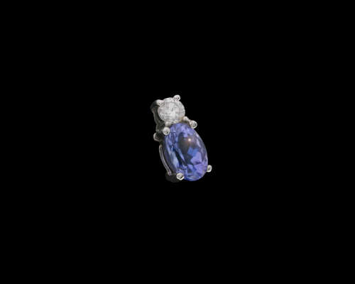 0.5 grams 9 carat White Gold Oval Tanzanite and Diamond Pendant