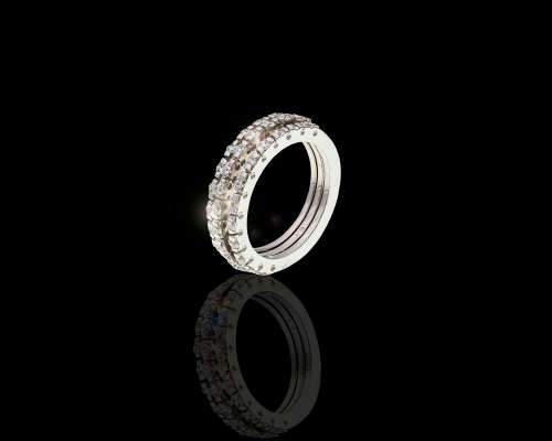 8.3 grams 18 carat White Gold and Diamond Triple Half Eternity Ring