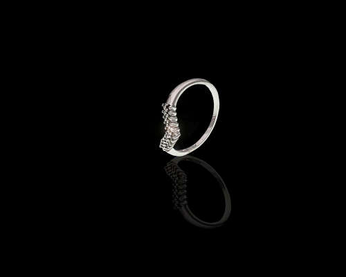 1.3 grams 9 carat White Gold Diamond Wishbone Ring