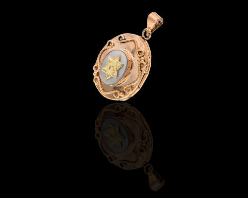 14ct (3,5 grams) Rose and Yellow Gold Star of David Locket
