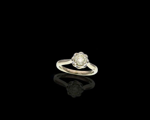 3.5 grams 18 carat White Gold Fancy Diamond Solitaire Ring