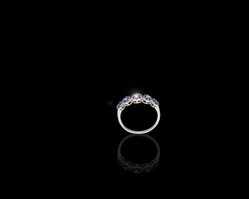 1.2 grams 9 carat White Gold Tanzanite and Diamond Cocktail Ring