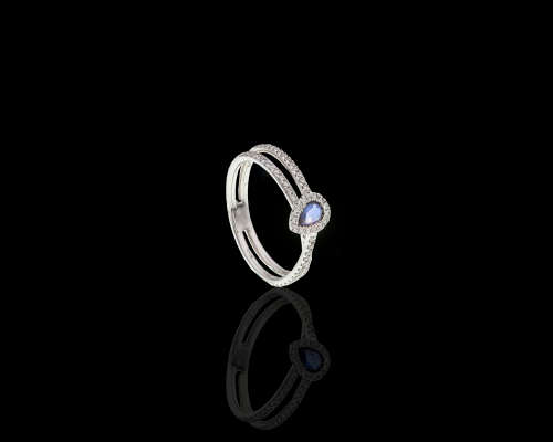 3.3 grams 18 carat White Gold Sapphire and Diamond Cocktail Ring