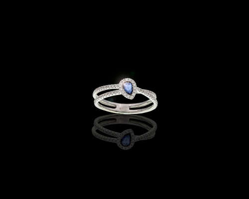 3.3 grams 18 carat White Gold Sapphire and Diamond Cocktail Ring