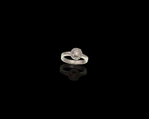 3.2 grams 9 carat White Gold Diamond Halo Engagement Ring